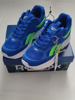 Reebok Kids Blue Sneakers with Neon Green Accents